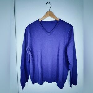 J. Crew Men's Purple V-Neck Sweater